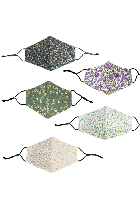 5 Pieces Reusable Face Mask Comfy Washable Cover Cloth Masks Nose Clip Wire Unisex with Adjustable Ear Straps