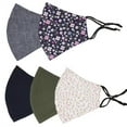 thumbnail image 1 of 5 Pieces Reusable Face Mask Protect Comfy Washable Cover Cloth Masks Adjustable Nose Clip Wire Unisex Floral Multi Assorted Color (Floral Design 1), 1 of 8