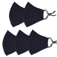 thumbnail image 1 of 5 Pieces Reusable Face Mask Protect Comfy Washable Cover Cloth Masks Dark Blue Nose Clip Wire Unisex, 1 of 5