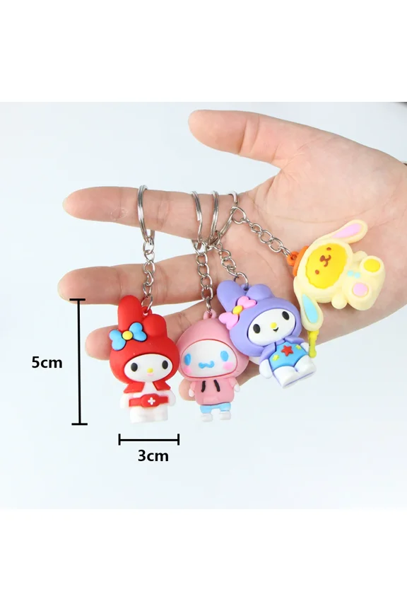 5 Pieces Keychain Pendant Kitty Cinnamonroll Kuromi Random Anime Figures Key ring