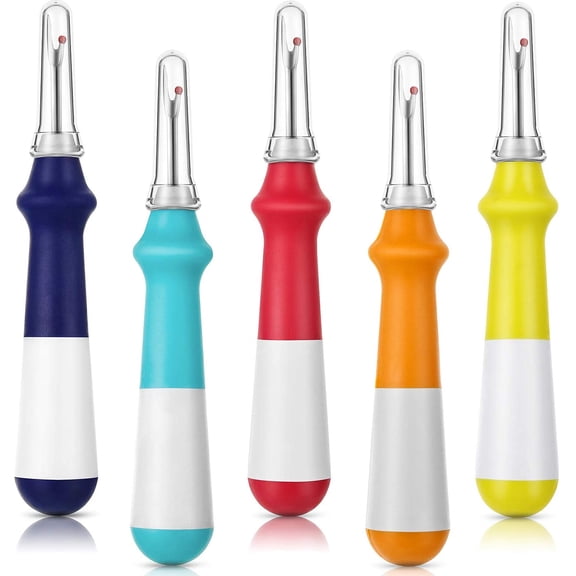 5 Pieces Seam Ripper for Sewing Ergonomic Seam Ripper Colorful Large Thread Remover Stitch Tool Handy Thread Picker for Sewing Crafting Embroidery Removal Tool, 5 Colors