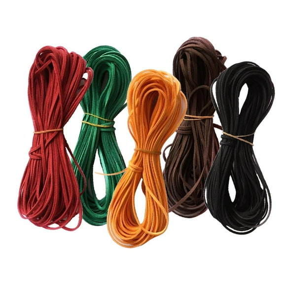 5 Pieces/Set 2.6mm Flat Faux Suede Velvet Leather Cord DIY s Ropes Threads 4 Meters Each