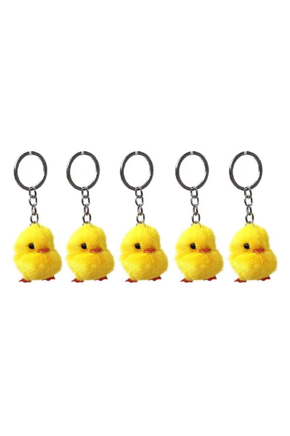 5 Pieces/Set Exquisite Easter Keyring Furry Yellow Duck Keychains Fluff Soft Chick for Key Ring for Creative Car for Key Ring Charms