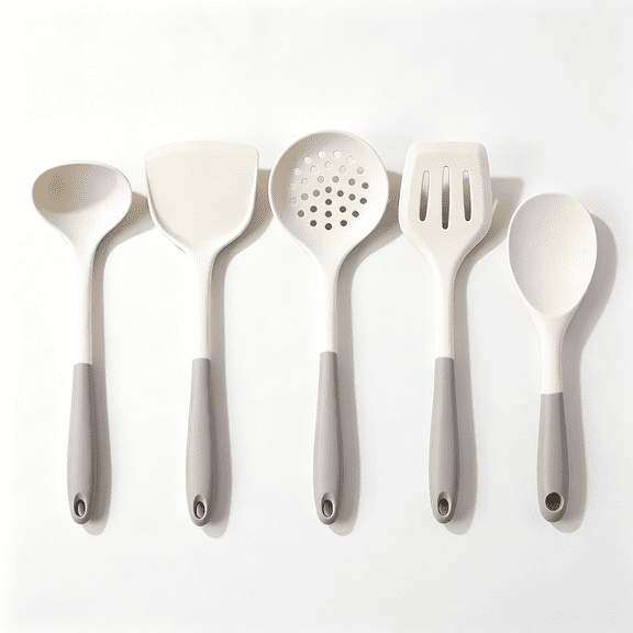 5 Pieces Silicone Spatula Set, Food Grade Rubber Spatula, Upgrade Strong Handle with Ergonomic Grip, Heat Resistant Up to 230°F for Nonstick Cookware, Cooking