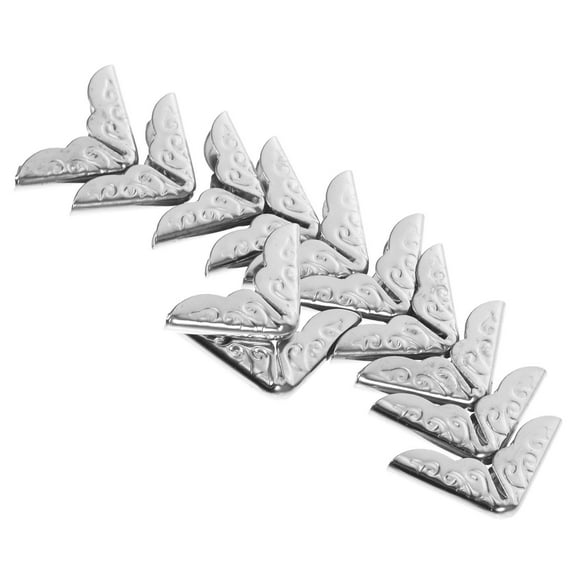 Set of 5 Small Silver Metal Paper Corners for Book Protection and Guarding Edges