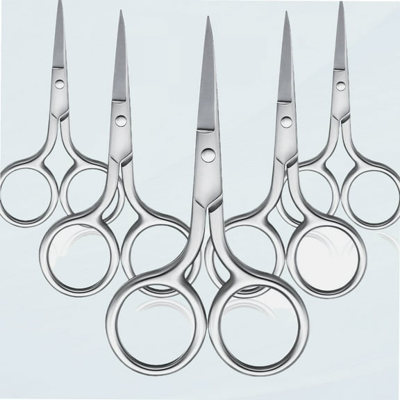 5 Pieces Small Straight Tip Nose Hair Scissor for Grooming, Stainless Steel Multi-Purpose Beauty Grooming Scissors for Facial Hair Removal and Hair Mustache Beard Eyebrows Ear Nose Trimming, Silver