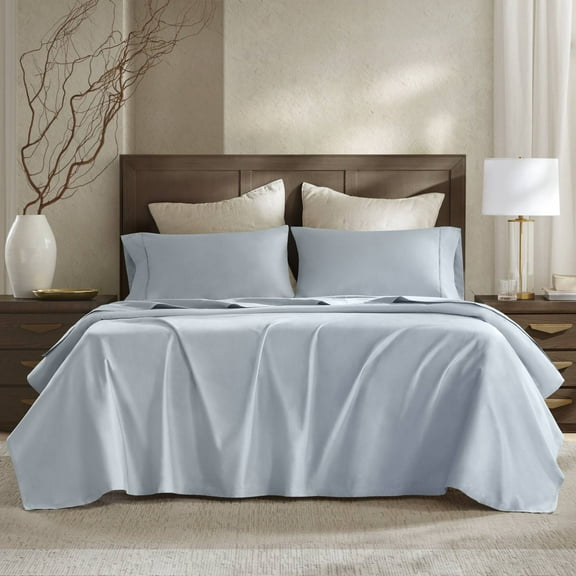 5 Pieces Split King Sateen Sheet Set,Blue