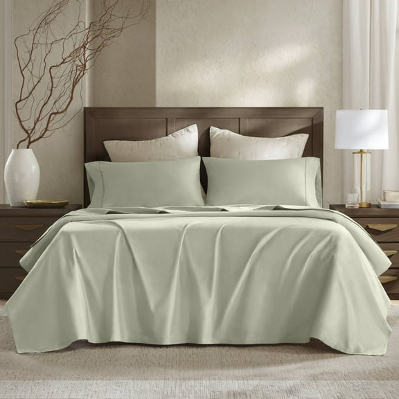 5 Pieces Split King Sateen Sheet Set,Sage