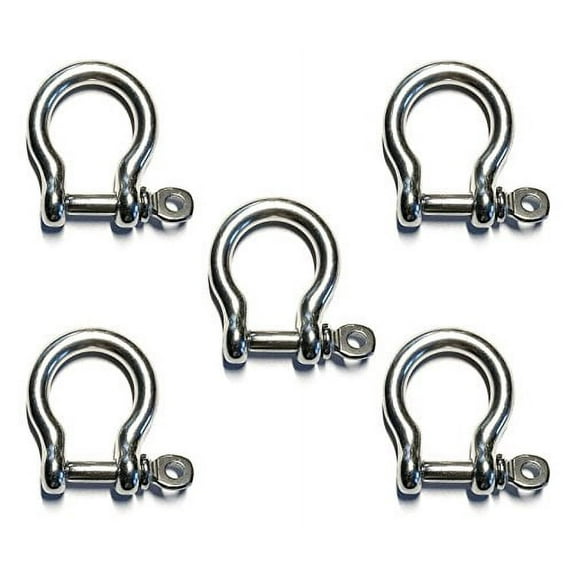5 Pieces Stainless Steel 316 Forged Bow Shackle 3/16" (5mm) Marine Grade