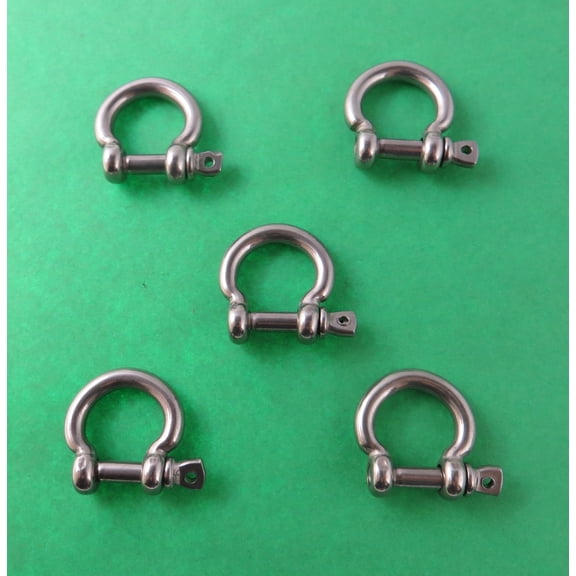 5 Pieces Stainless Steel 316 Type E Bow Shackle 5/32" (4mm) Marine Grade