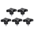 thumbnail image 1 of 5 Pieces Star Knobs M8 x 16mm Plastic 4-Star Stud Knob Hand Tightening Clamping Screw Handle Black, 1 of 6