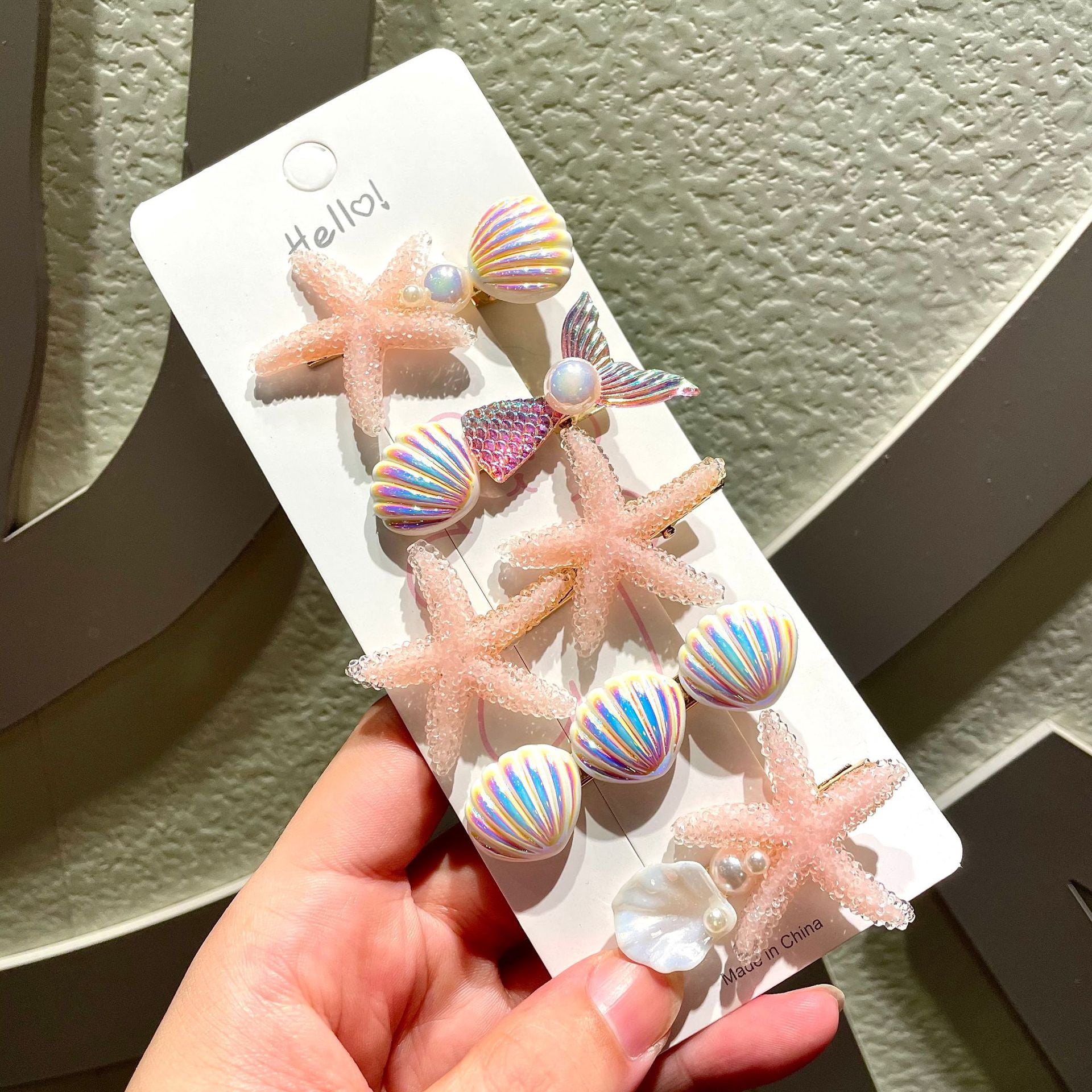 Starfish Beachy hair accessory Iridescent Glitter Starfish Hair Clip: Resin Nautical Beach  main image 3