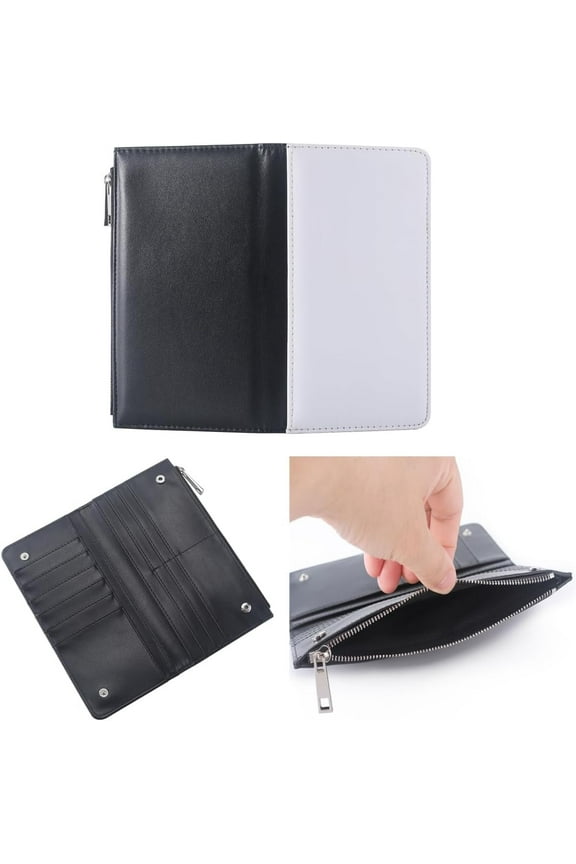 5 Pieces Sublimation Blank Long Coin Purse Larger Capacity Women Zipper Wallet PU Leather Coin Credit Card Holder Travel Bag for DIY Crafts Heat Transfer Print
