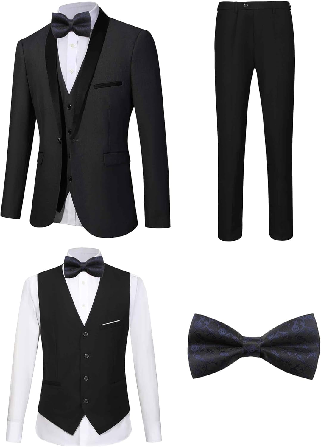 Men's 3-Piece Velvet Slim Fit Tuxedo Suit - Shawl Lapel Double Breasted For Weddings & Formal Events