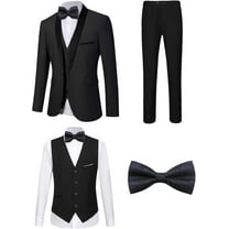 5 Pieces Suit for Men Slim Fit Tuxedos Single Breasted Blazer Wedding Prom Tux Shawl Lapel Blazer Vest Pants Shirt Set