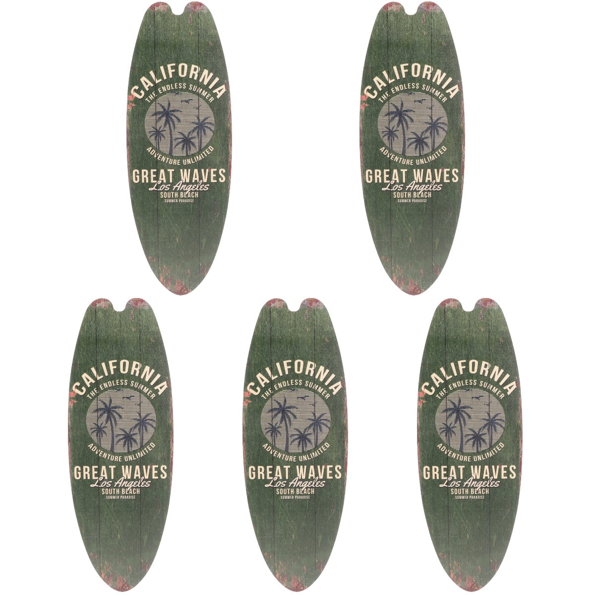 5 Pieces Surfboard Wooden Sign Beach Themed Decor Nautical Housewarming