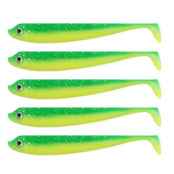 5 Pieces T Tail Soft Baits 9.5cm Walleye Artificial Fishing Lures Premium Sinking Design Realistic Swimming Action