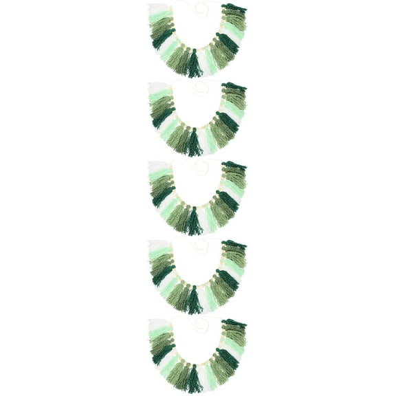 5 Pieces Tassels Wooden Bead Cotton Thread Tapestry Decor Unique Wall Hanging