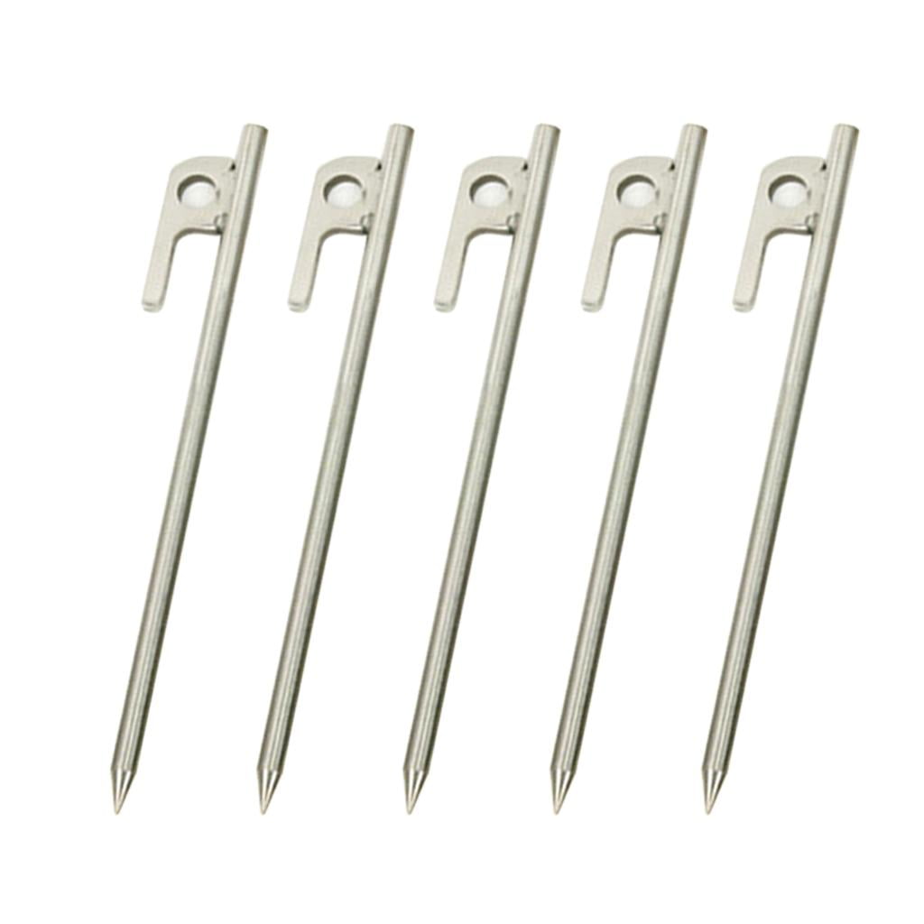5 Pieces Tent Nails Heavy Duty 304 Stainless Steel Outdoor Camping Awning Tent Nail Stake Peg Tent Accessories Equipment - 20cm
