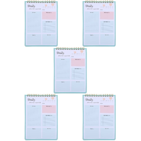 5 Pieces Time Management Notepad Work Plan Green Notebooks for Shopping Dating
