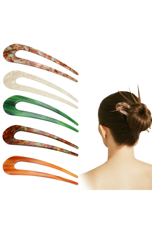 5 Pieces U Shaped Hair Pins for Buns, Large Bobby Pins Hair Pins for Thick Hair Extra Hold, French Hair Pin Bobby Pins Brown Hair Hair Pins for Women, French Twist Hair Tool
