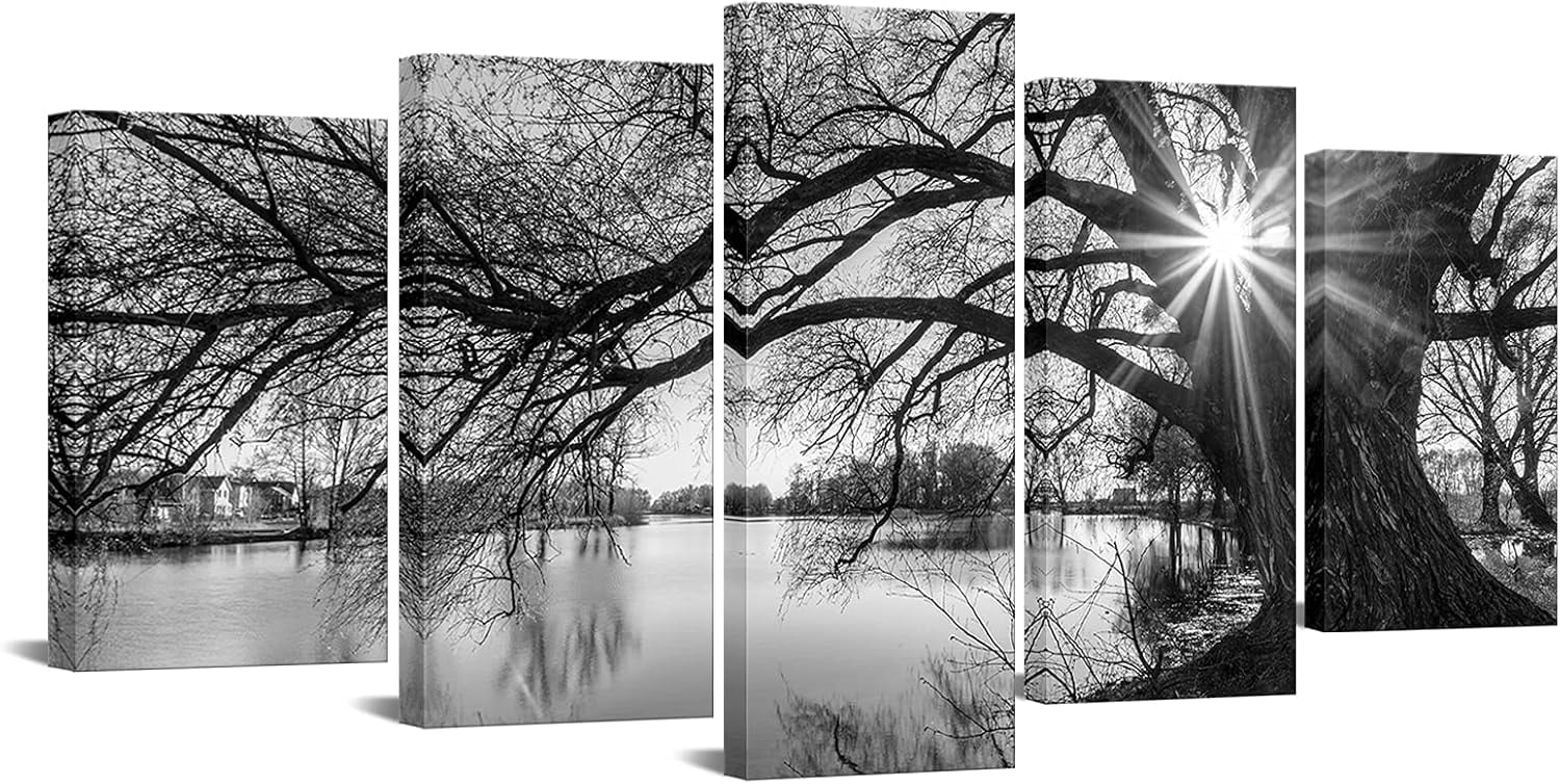 Black and White Framed Landscape Canvas Print Set