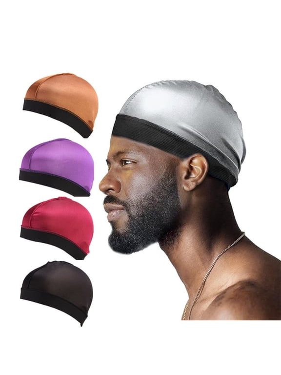 5 Pieces Wave Cap, Silk Stocking Wave Caps for 360 Waves, Silky Durag for Men