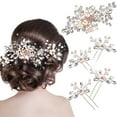 thumbnail image 1 of 5 Pieces Wedding Hair Comb Bridal Hair Pins Crystal Pearl Hair Accessories Rhinestone Flower Hair Piece for Wedding Bride Women(Gold,Classic Style), 1 of 4