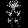 thumbnail image 1 of 5 Pieces Wedding Hair Comb Bridal Hair Pins Crystal Pearl Hair Accessories Rhinestone Flower Hair Piece for Wedding Bride Women, 1 of 4