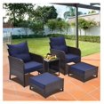 5 Pieces Wicker Patio Furniture with Ottoman, PE Rattan Outdoor Table