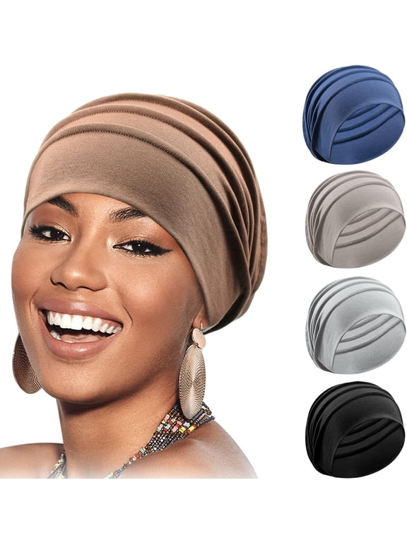 5 Pieces Women Turban Sleep Cap Skull Cap Slouchy Beanie Soft Bonnet Hat Women for Sleeping Hair Loss