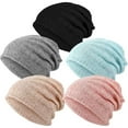 thumbnail image 1 of 5 Pieces Women's Slouchy Beanie Hat Stretch Turban Hats Cancer Headwear Caps Baggy Skull Sleep Scarf, 1 of 6