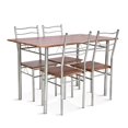 thumbnail image 1 of 5 Pieces Wood Metal Dining Table Set with 4 Chairs, 1 of 9