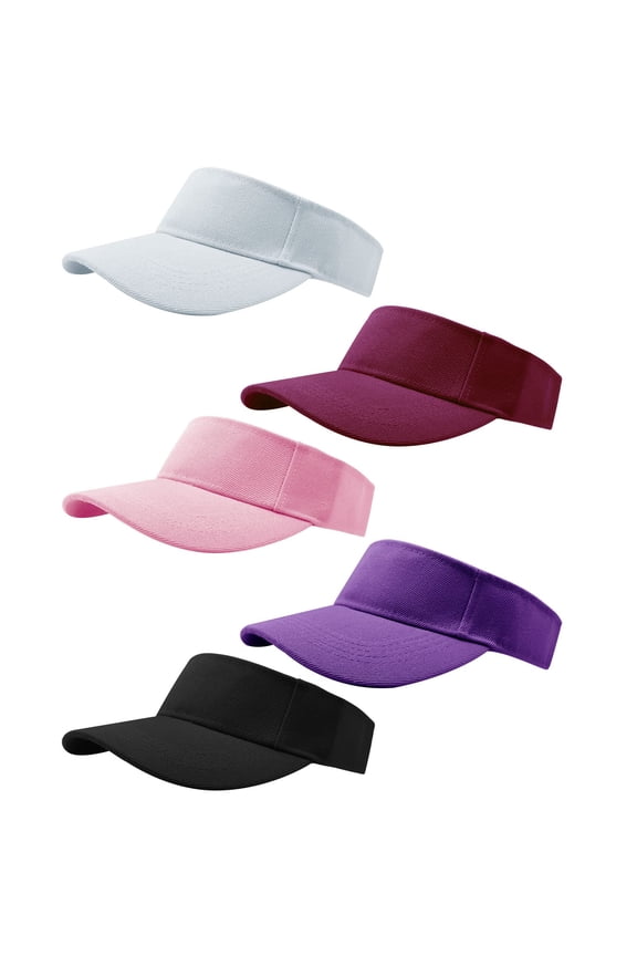 5 Pieces of Adjustable Sport Visors Sun Visor Hats Cap Visors for Women and Men