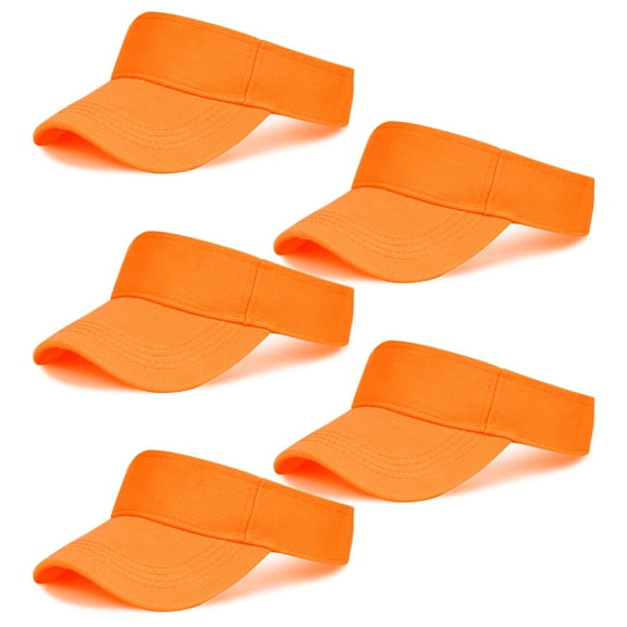 5 Pieces of White Adjustable Sport Visors Sun Visor Hats Cap Visors for Women and Men (One Size)