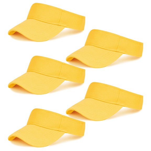 5 Pieces of White Adjustable Sport Visors Sun Visor Hats Cap Visors for Women and Men (One Size)