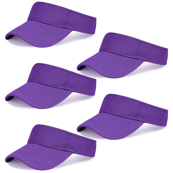 5 Pieces of White Adjustable Sport Visors Sun Visor Hats Cap Visors for Women and Men (One Size)