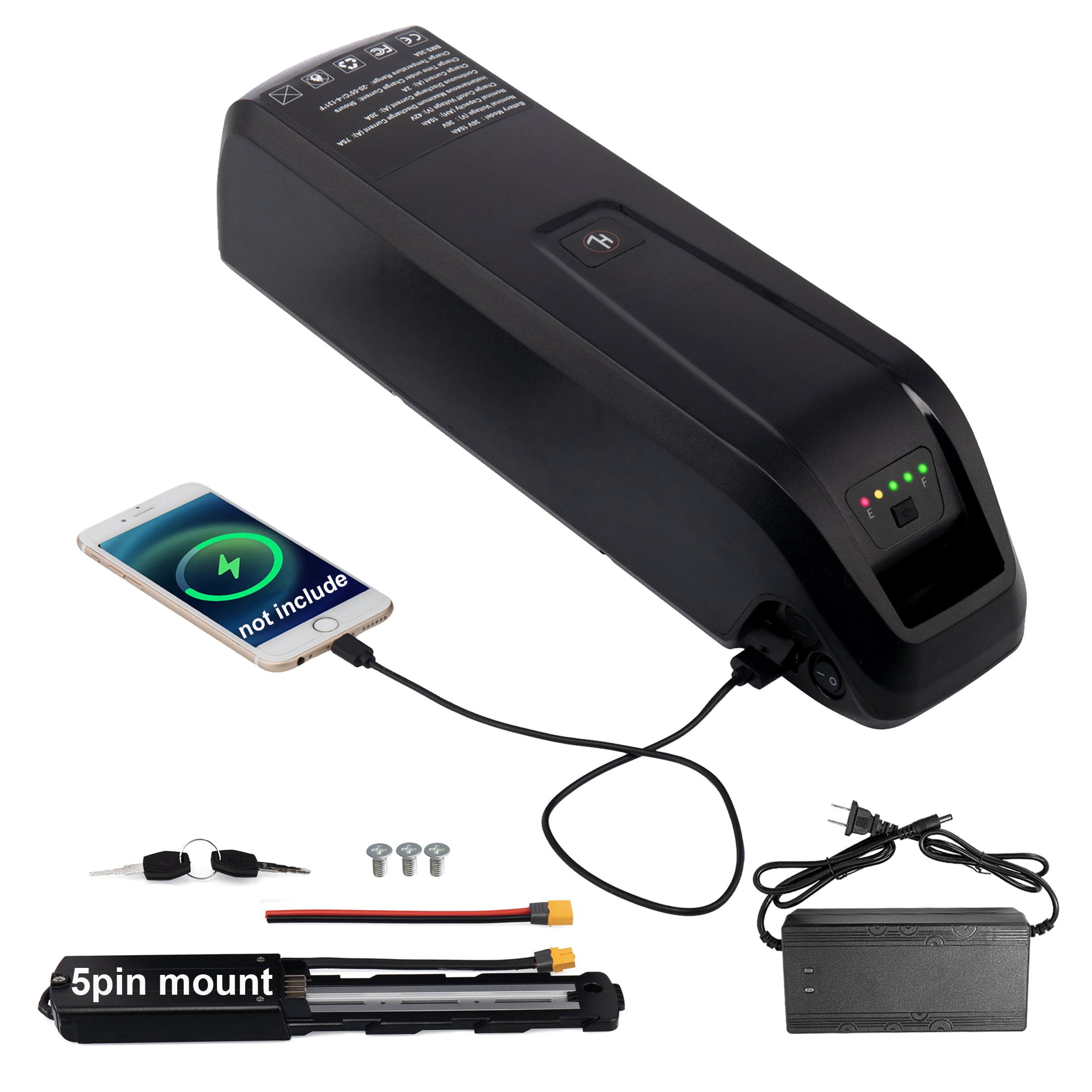5 Pin 48V 15AH Ebike Battery with Charger Lithium Battery XT60 for Adult Electric Bike Tricycle