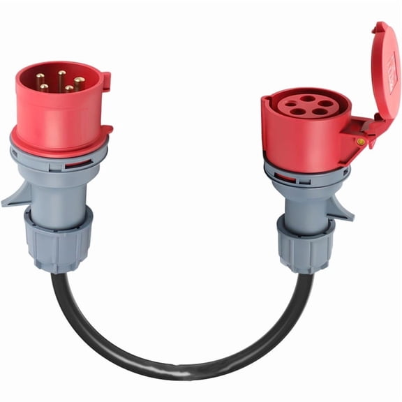 5 Pin Red 16A Male to 32A Female CEE-Adapter Gen Ev Charger Extension Cord Connector 400V Outlet