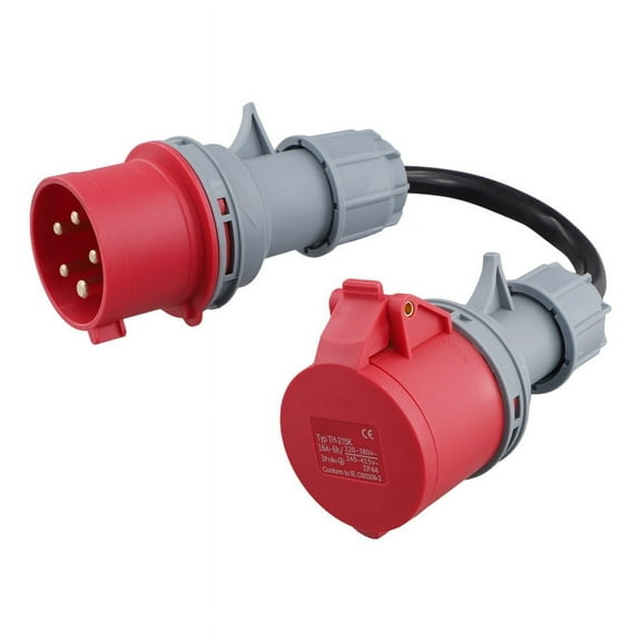 5 Pin Red 32A Male to 16A Female CEE-Adapter Gen Ev Charger Extension Cord Connector 400V Outlet
