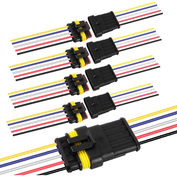 5 Pin Way Electrical Wire Connector Male Female Plug Socket Quick Disconnect Waterproof Plug Play for Car Truck Motorcycle Marine Boat