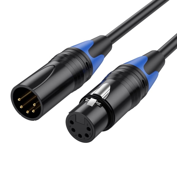 5 Pin XLR DMX512 Adapter Cable, DMX512 5-cores XLR Male to Female 5-pin Connector Cord for Mixing Console Sound Card