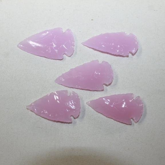 5 Pink Glass Ornamental Arrowheads  #3025  Arrowhead