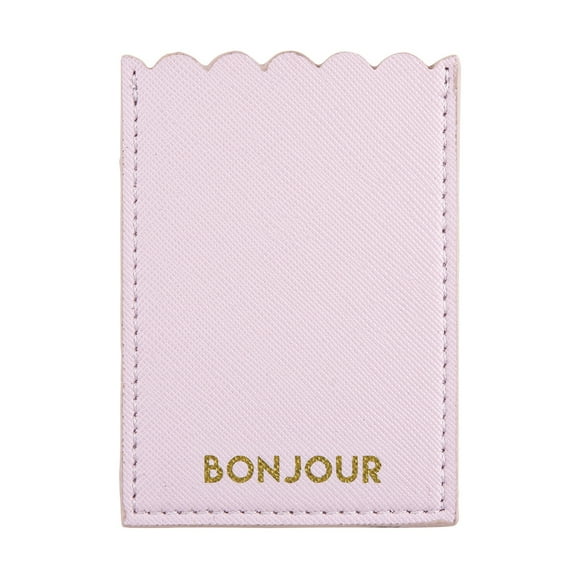 5" Pink Phone Pocket with "Bonjour" Printed Design