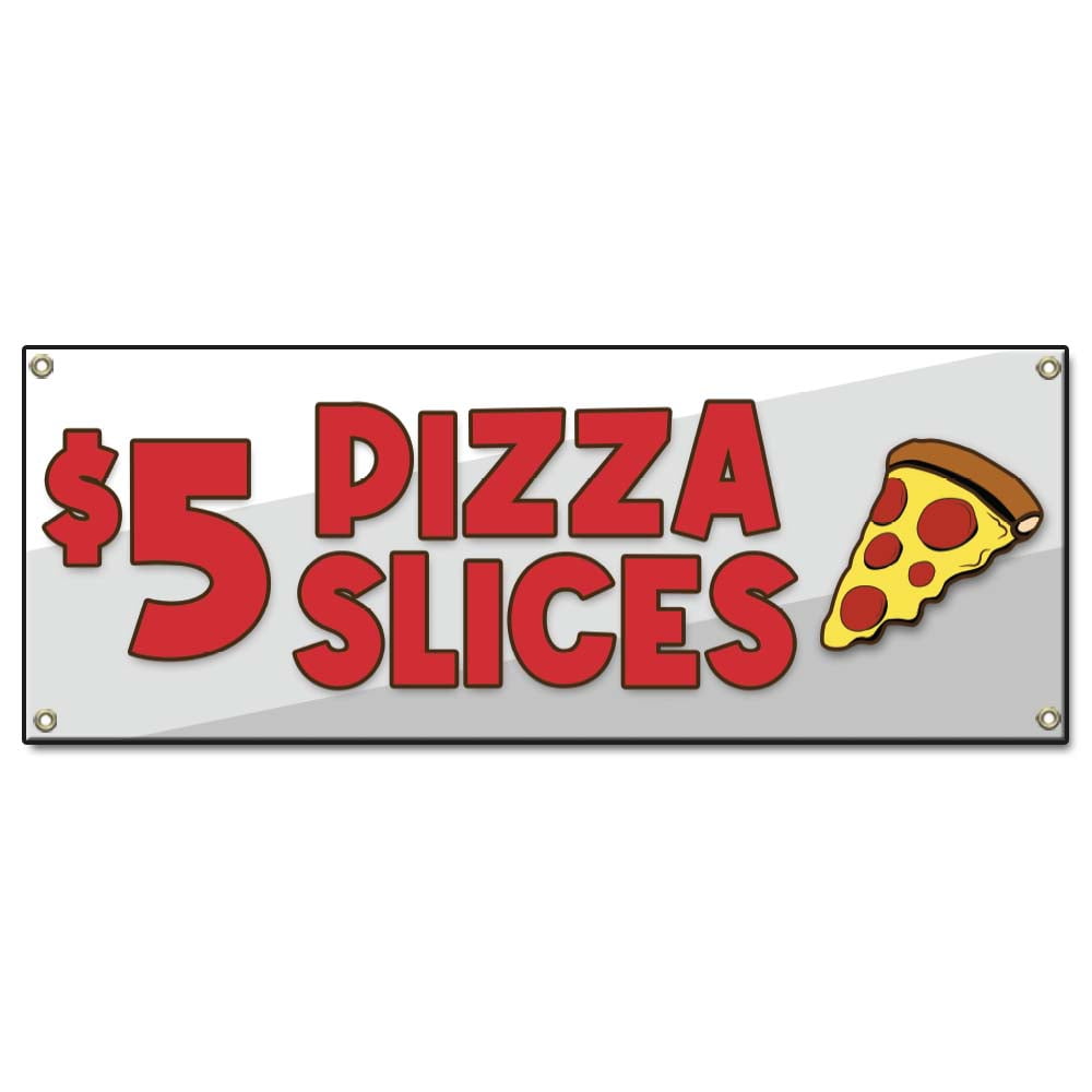5 Pizza Slice 18" X 48" Banner Concession Stand Food Truck Single