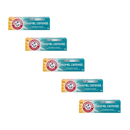 5 Pk ARM & HAMMER Enamel Defense Toothpaste 4.3oz Tube, Crisp Mint, Fluoride