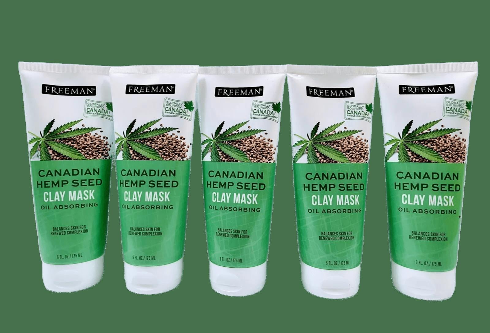 5 Pk Freeman Canadian Hemp Seed Oil Absorbing Clay Mask For Unisex 6 OZ / 175 ML