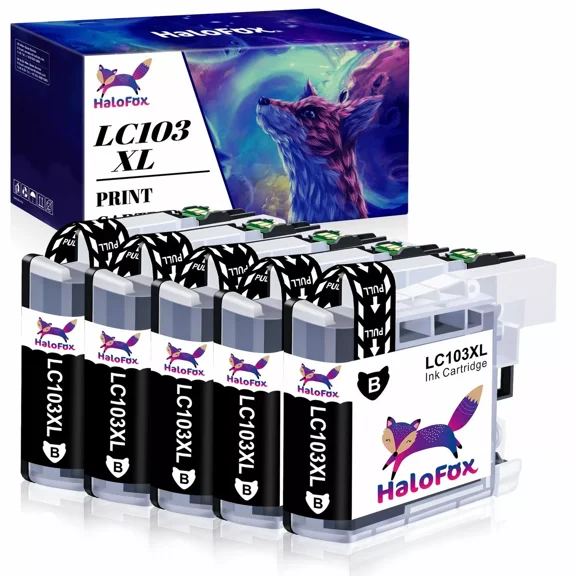 5 Pk LC103 Compatible Black Ink Cartridge For Brother MFC-J4510DW MFC-J4710DW