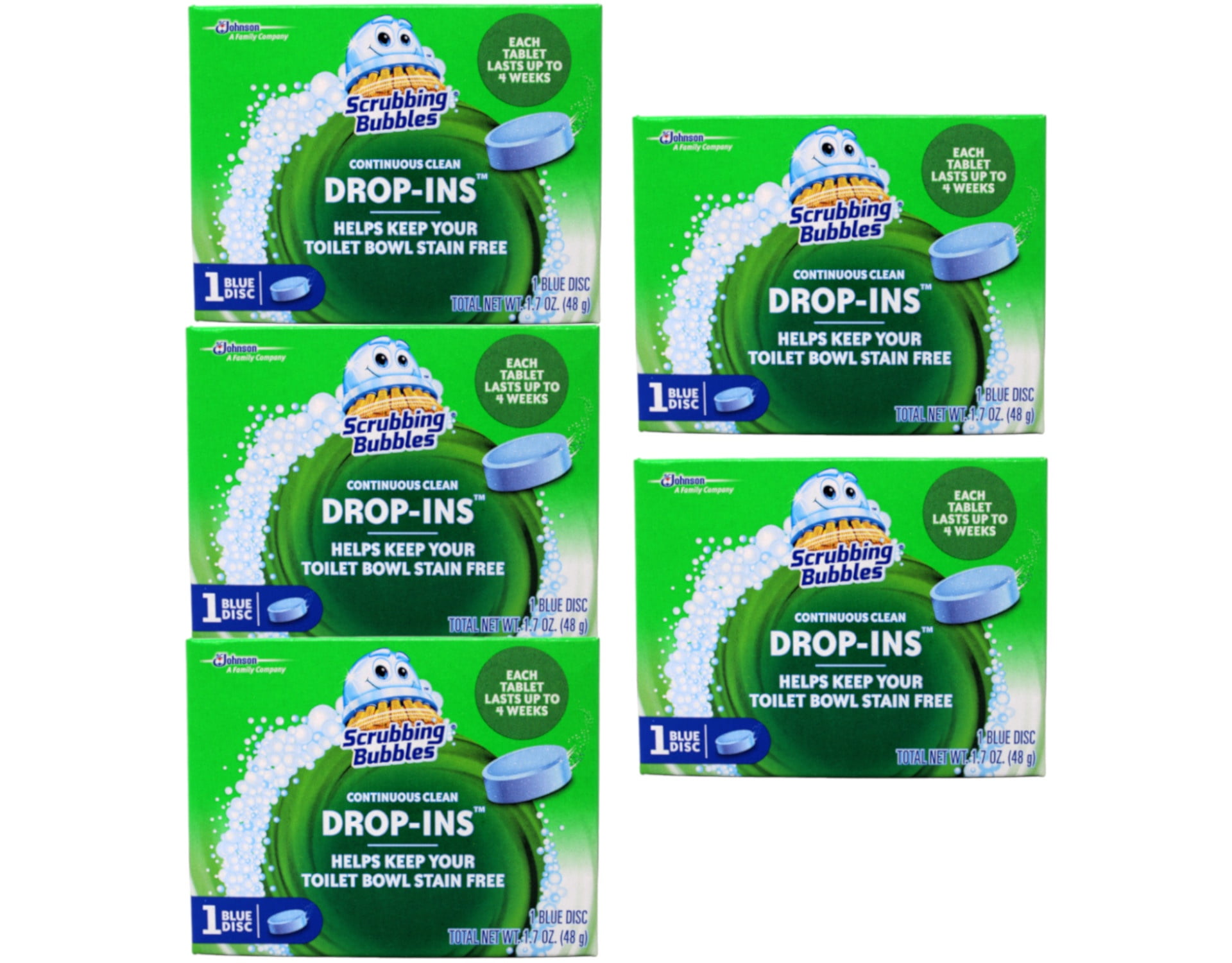 5 Pk Scrubbing Bubbles Continuous Clean Drop-Ins, Toilet Cleaner Tablets, 1 Disc