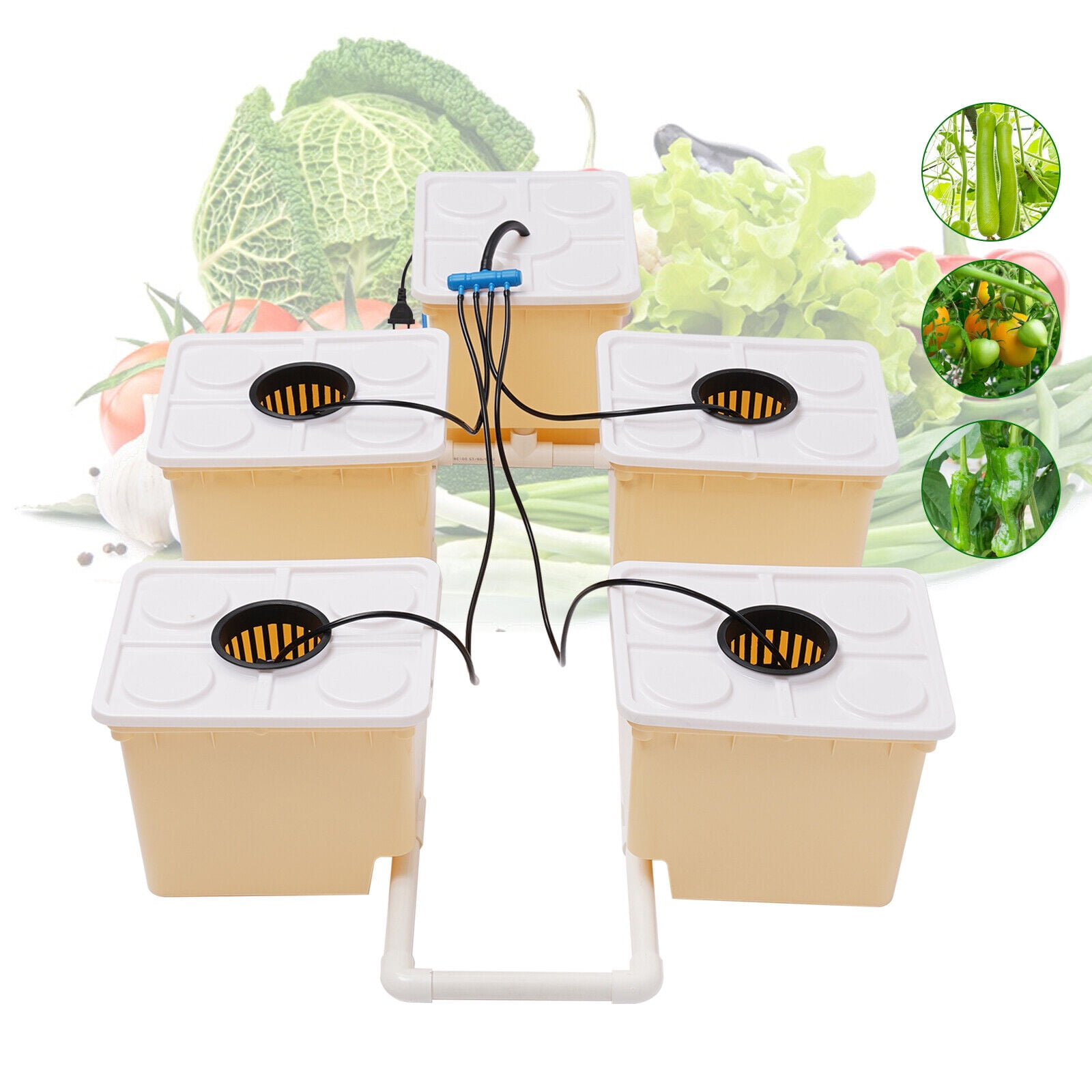 5 Plant Pots Hydroponics Grow Buckets Kit Hydroponics Drip Growing